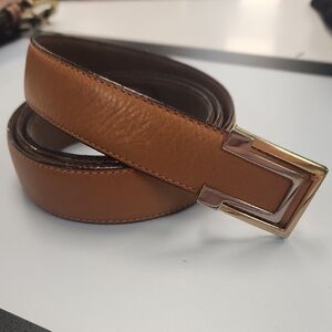 Le Tanneur Paris Box Leather Belt Black Classic French